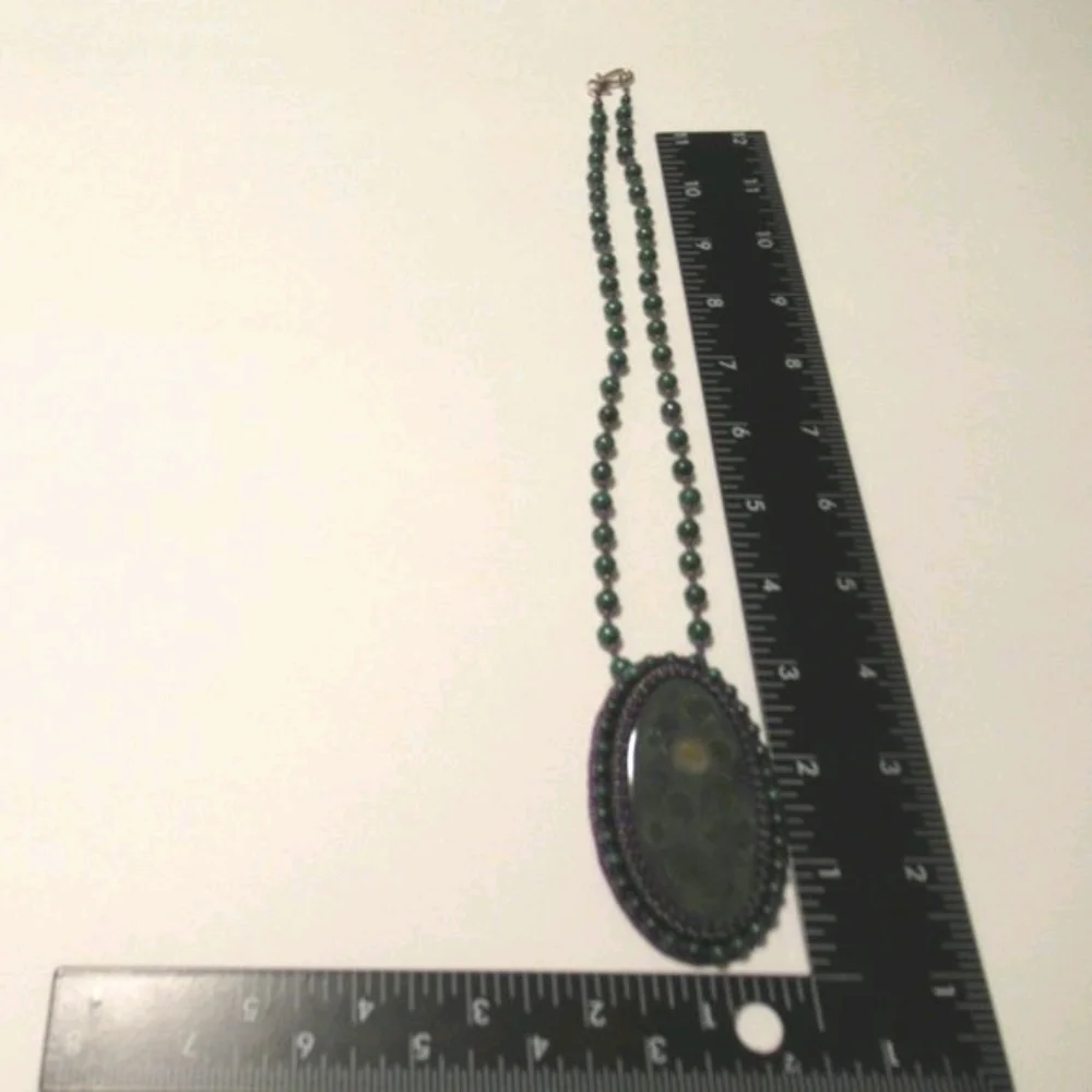 Ooak Artisan Cabochon and Malachite necklace